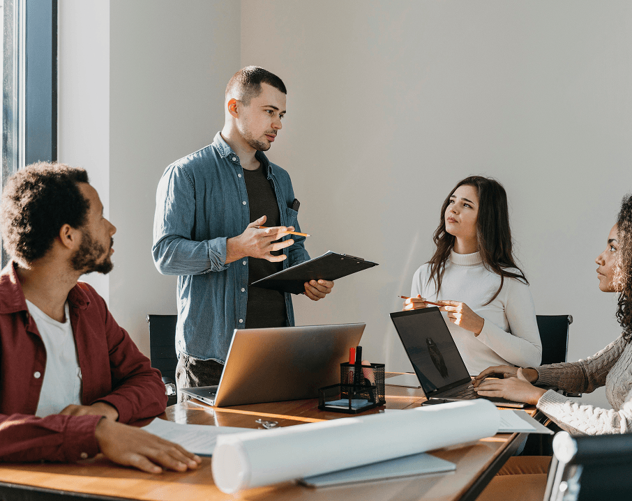 Professionals meeting around a conference table